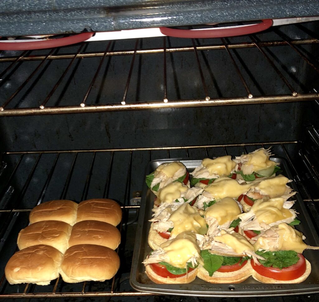 Sliders cooking in the oven