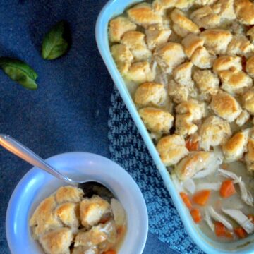 Chicken Stew with Biscuits served into a bowl