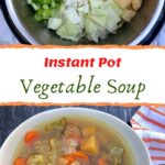 a bowl of Instant Pot vegetable soup with carrot, turnip and cabbage