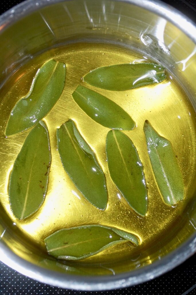 sage leaves in olive oil