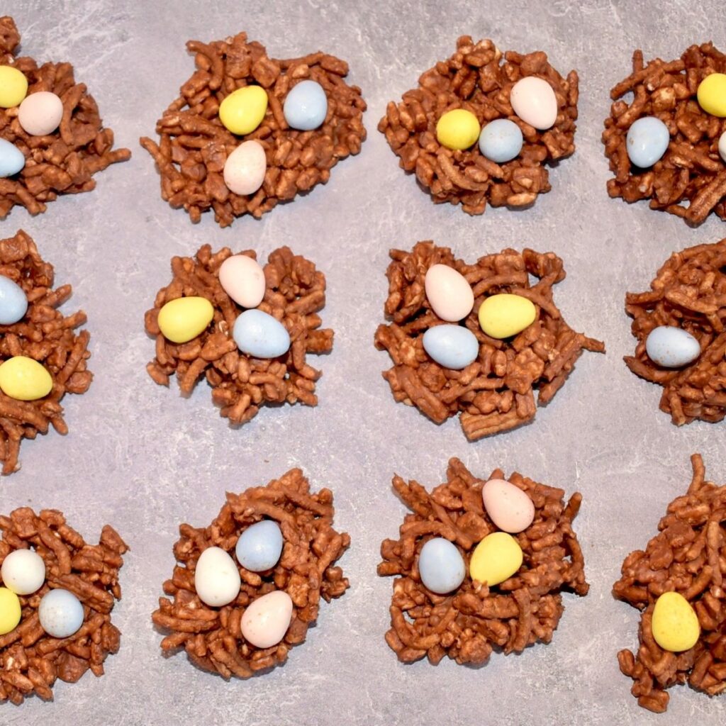 Bird's Nest Cookies on a gray backdrop