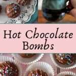 chocolate spheres decorated with colored sugar with teal mug