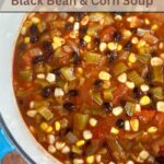 black bean and corn soup in a dutch oven.