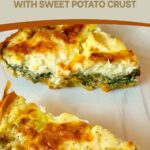 2 slices of spinach cheese quite with golden brown top.